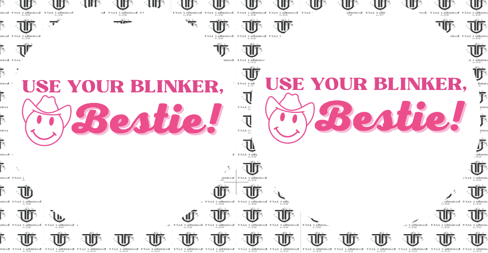 Use Your Blinker Bestie Cowboy Smiley Ceramic Car Coasters