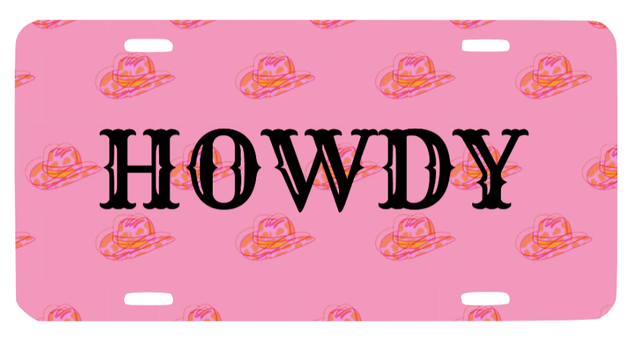 Howdy Cowboy Hat Car Tag